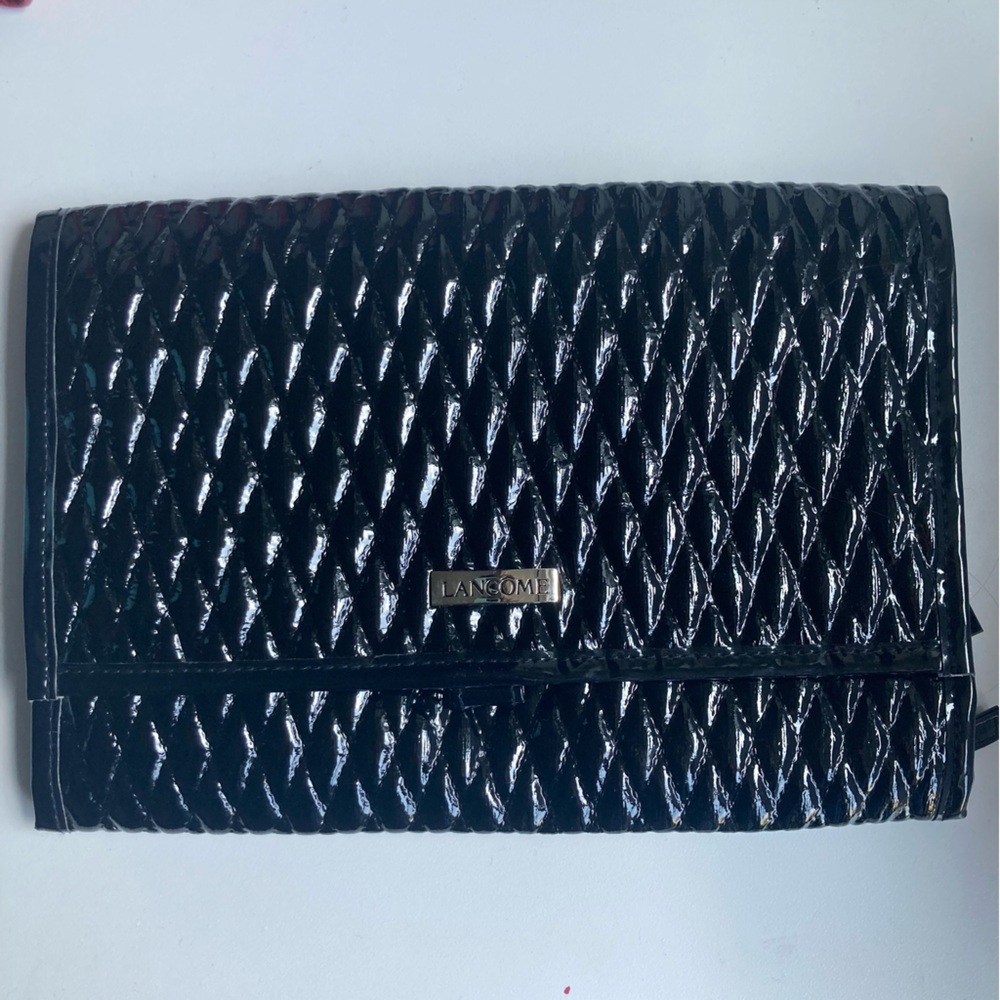 Lancome Shiny Black Quilted Hanging Travel Pouch